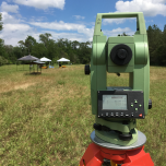 Setting up the Total Station on a dig in Mississippi